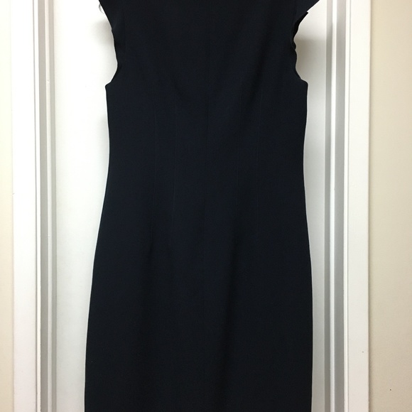 NWT $368 ELIE TAHARI NAVY STEFANA RUFFLE SLEEVE SHIFT DRESS Sz 10 - Picture 9 of 12